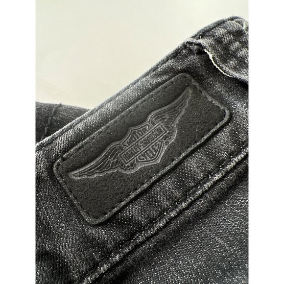 Harley Davidson Low Rise Skinny Moto Jeans Womens 8P Cotton Blend Biker Black - Picture 5 of 8